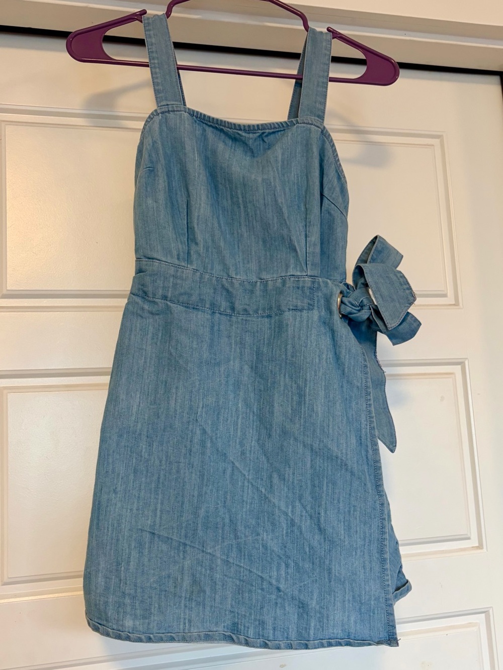 Jessica Simpson Light Blue Denim Skort Romper with Side Bow